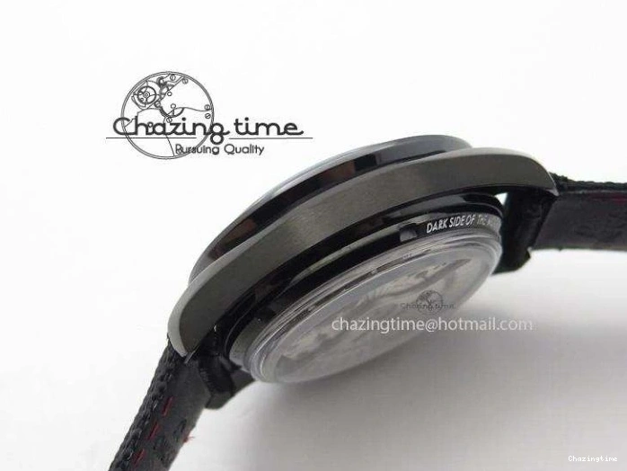 0817 DailyWear Speedmaster Professional Chronometer PVD Black Dial On Black Leather Strap A 8259